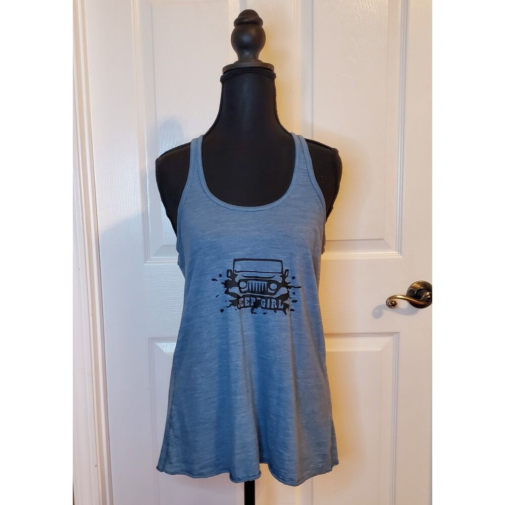 "Jeep Girl" Blue Racerback Tank Top Women's Size MEDIUM